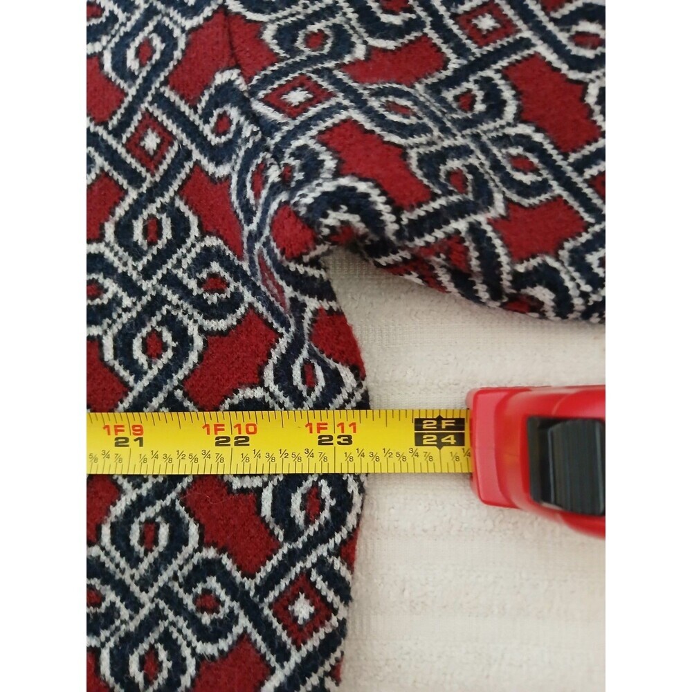 Anthropologie Maeve Sweater Size Small Red Geometric Long Sleeve Mock Neck - Picture 11 of 15